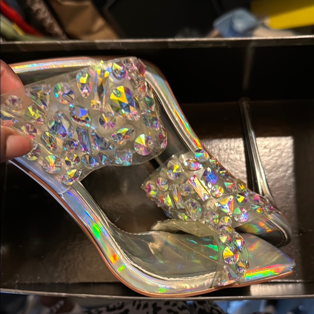 Silver Heels with Iridescent Finish and High Design